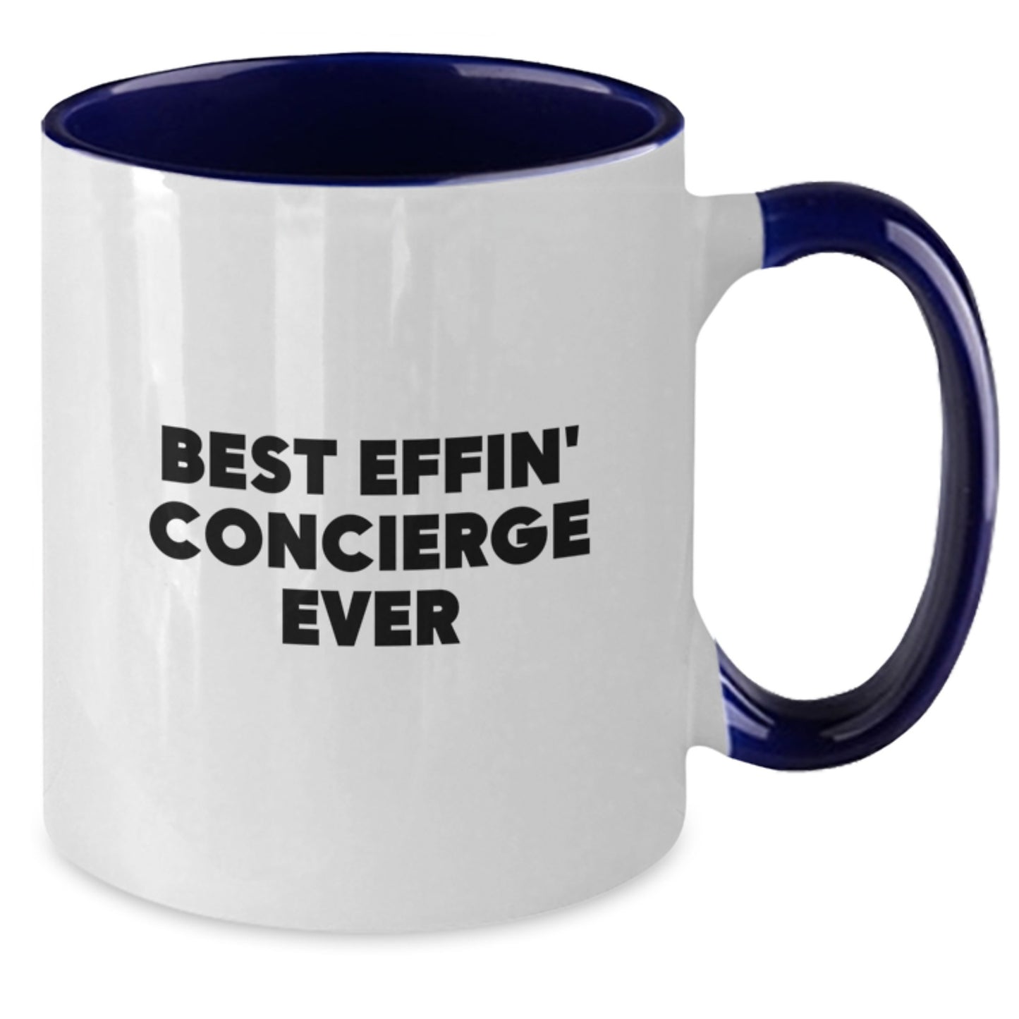 Funny Concierge Gifts from Men Friends and Family, Best Effin' Concierge Ever Two Tone Coffee Mug for Christmas Unique Gifts - Additional