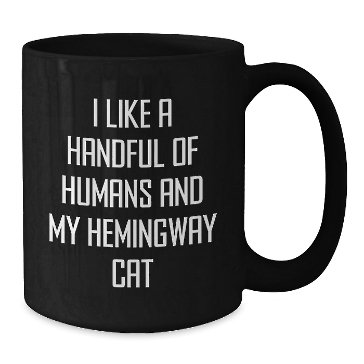 Funny Hemingway Cat Gifts for Men from Friends, Unique Black Coffee Mugs for Birthday, 'I Like A Handful Of Humans And My Hemingway Cat' Quote, Gifts from Family - Additional