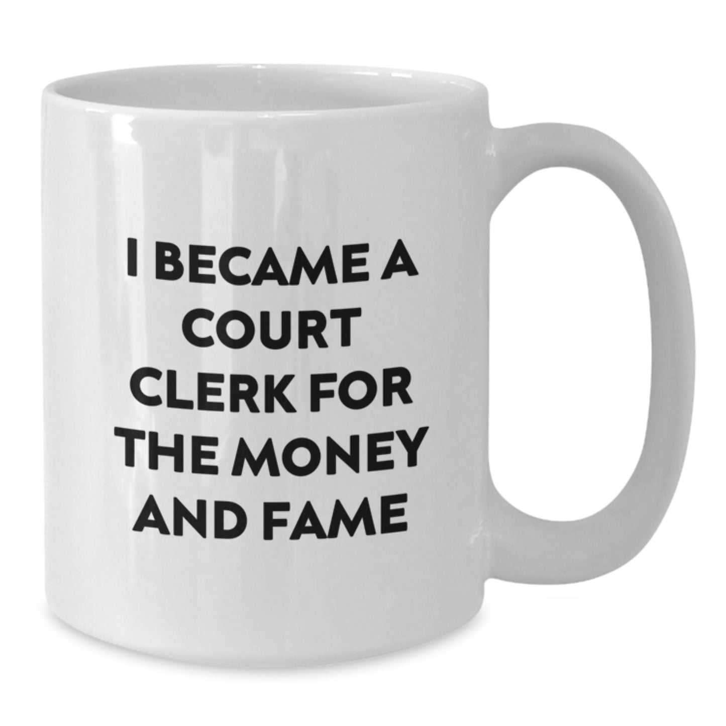 Funny Court Clerk Gifts for Men and Women, White Coffee Mugs with 'I Became A Court Clerk For The Money And Fame' Quote from Friends and Family at Christmas Unique Gifts - Additional