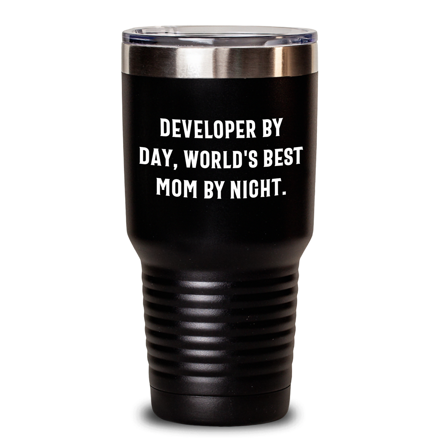 Developer Gifts from Mom - Funny Quote Tumbler for Graduation, 'Developer By Day, World's Best Mom By Night.' - 20oz or 30oz Vacuum-Insulated Stainless Steel Tumbler - Main