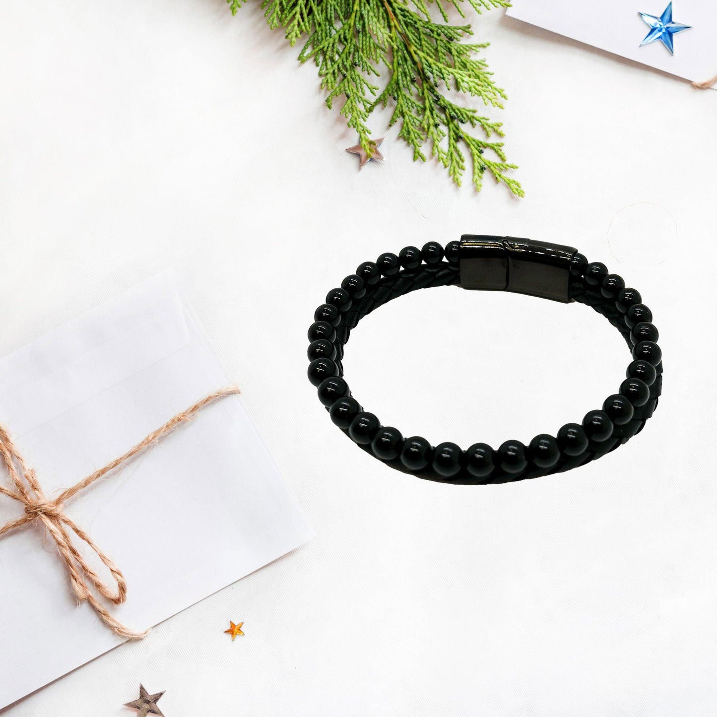 Granddaughter Black Braided Leather Stone Bracelet, Remember, You Will Never Lose. You Will Either Win or Learn, Birthday, or Christmas - Mallard Moon Gift Shop