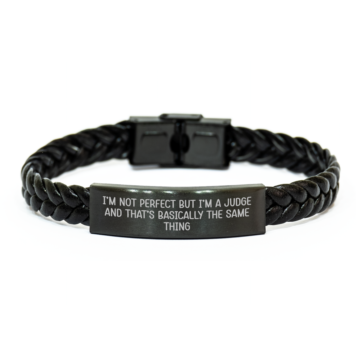Funny Judge Gifts, Interlaced Leather Bracelet for Men, Women, Friends, Coworkers, Family - 'I'm Not Perfect But I'm A Judge And That's Basically The Same Thing', Graduation Unique Gifts - Image 1