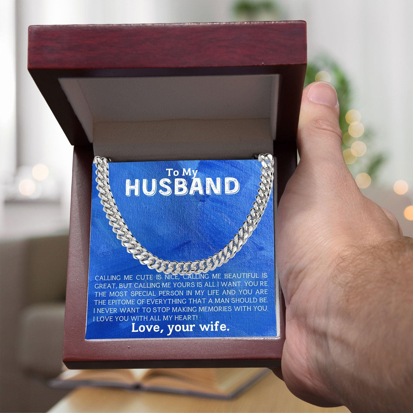 To My Husband - Making Memories - Cuban Link Chain Necklace - Mallard Moon Gift Shop