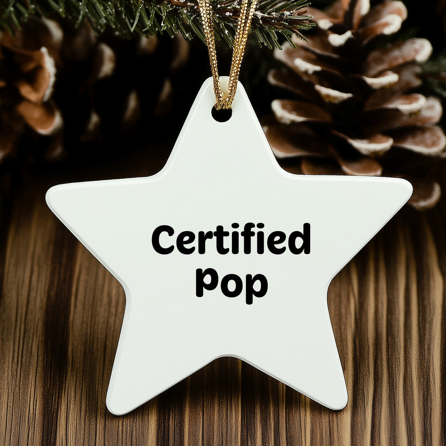 Funny Pop Star Ornament Gifts for Friends from Certified Pop, White Star Shaped, Christmas Unique Pop Gifts