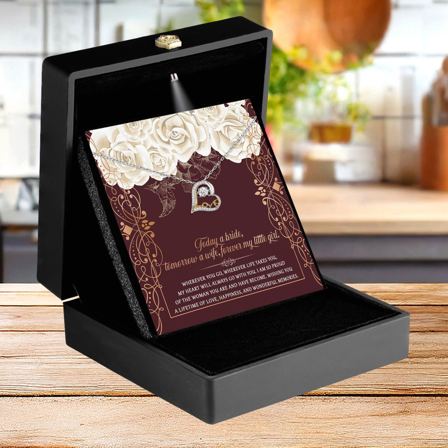 Daughter Wedding Day Gift - Wonderful Memories - Love Dancing Heart Pendant Necklace - Mallard Moon Gift Shop