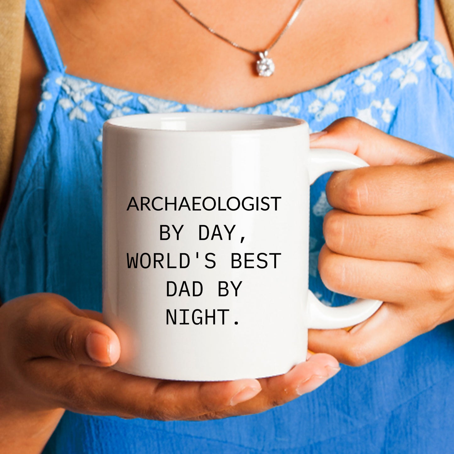 Archaeologist Gifts for Him, Funny White Coffee Mug, Graduation Unique Gifts from Dad, 'Archaeologist By Day, World's Best Dad By Night.' - Mallard Moon Gift Shop