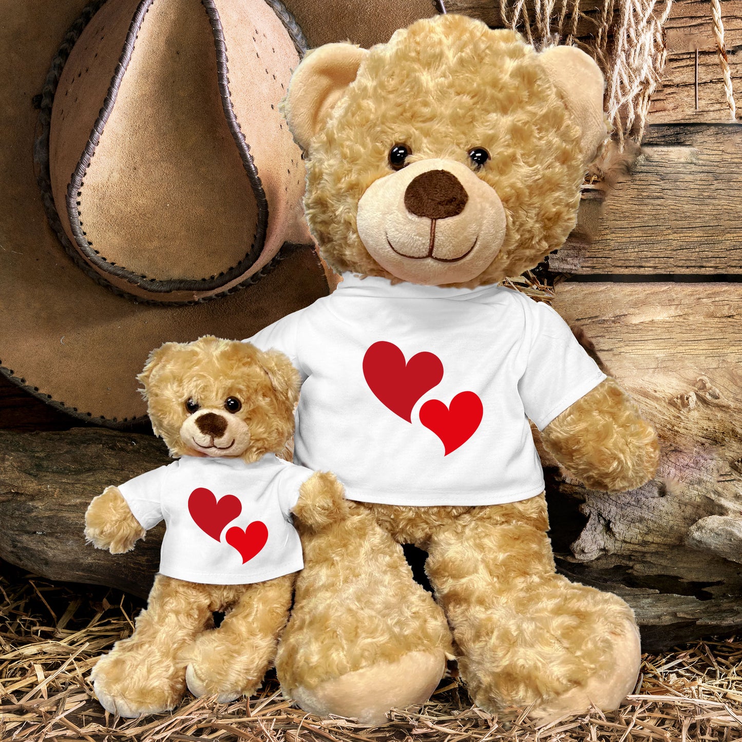 Hearts of Love - Plush Lamb, Panda, or Teddy Bear with Tee Shirt Romantic Gift for Sweetheart - Mallard Moon Gift Shop