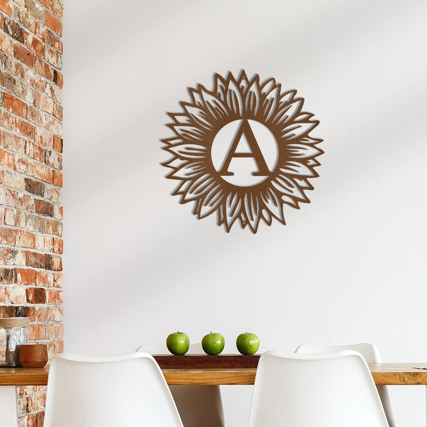 Sunflower Monogram Metal Art - Custom Initial, Perfect for Home & Garden - Mallard Moon Gift Shop