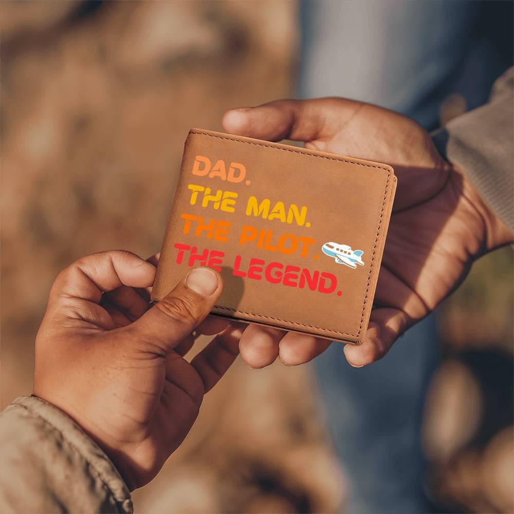 Dad The Man The Pilot The Legend Leather Wallet - Mallard Moon Gift Shop