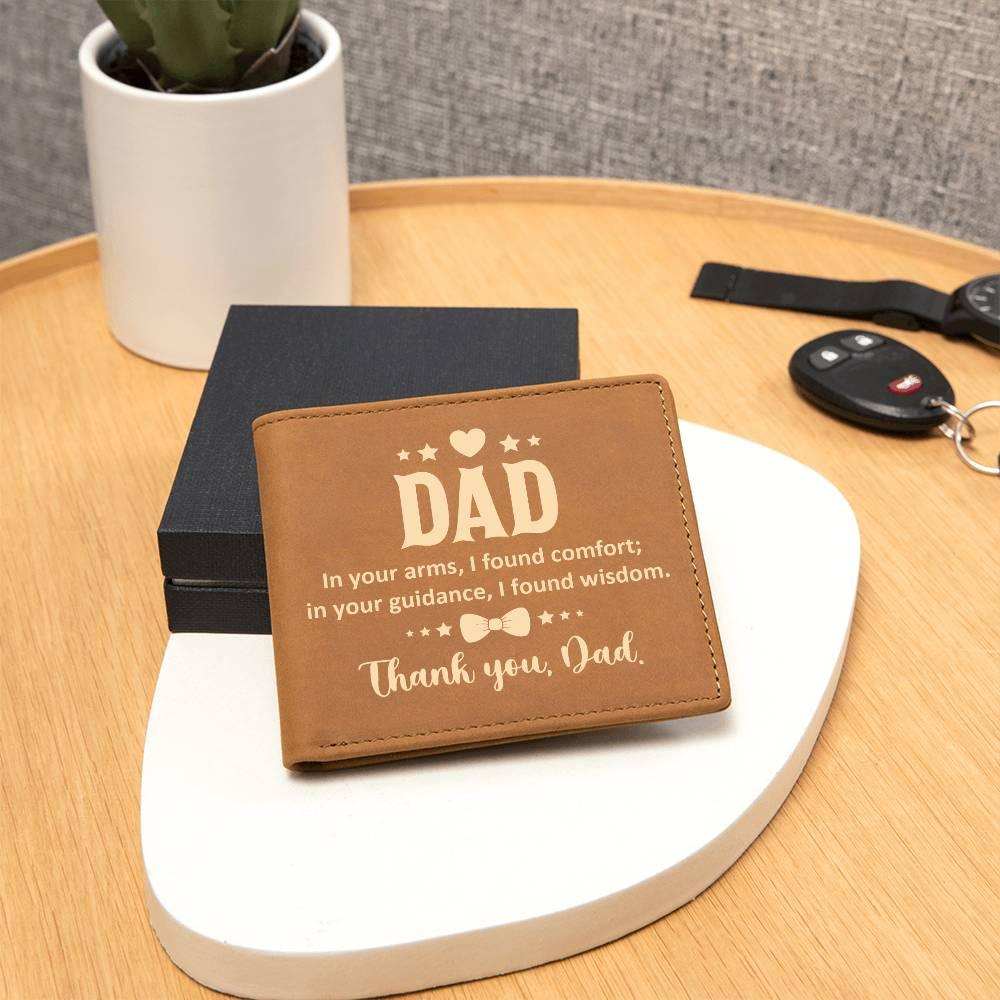 Dad In Your Arms, I Found Comfort Genuine Cowhide Leather Wallet - Mallard Moon Gift Shop