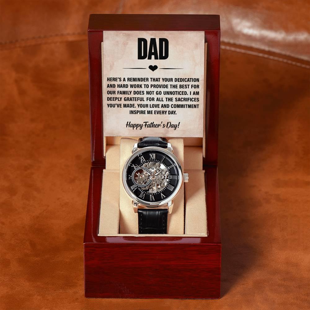 Dad, You Inspire Me - Happy Father’s Day Men's Openwork Watch with Gift Box - Mallard Moon Gift Shop