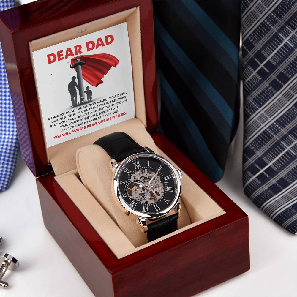 Dad Gift - You Are My Greatest Hero Men's Openwork Watch with Gift Box - Mallard Moon Gift Shop