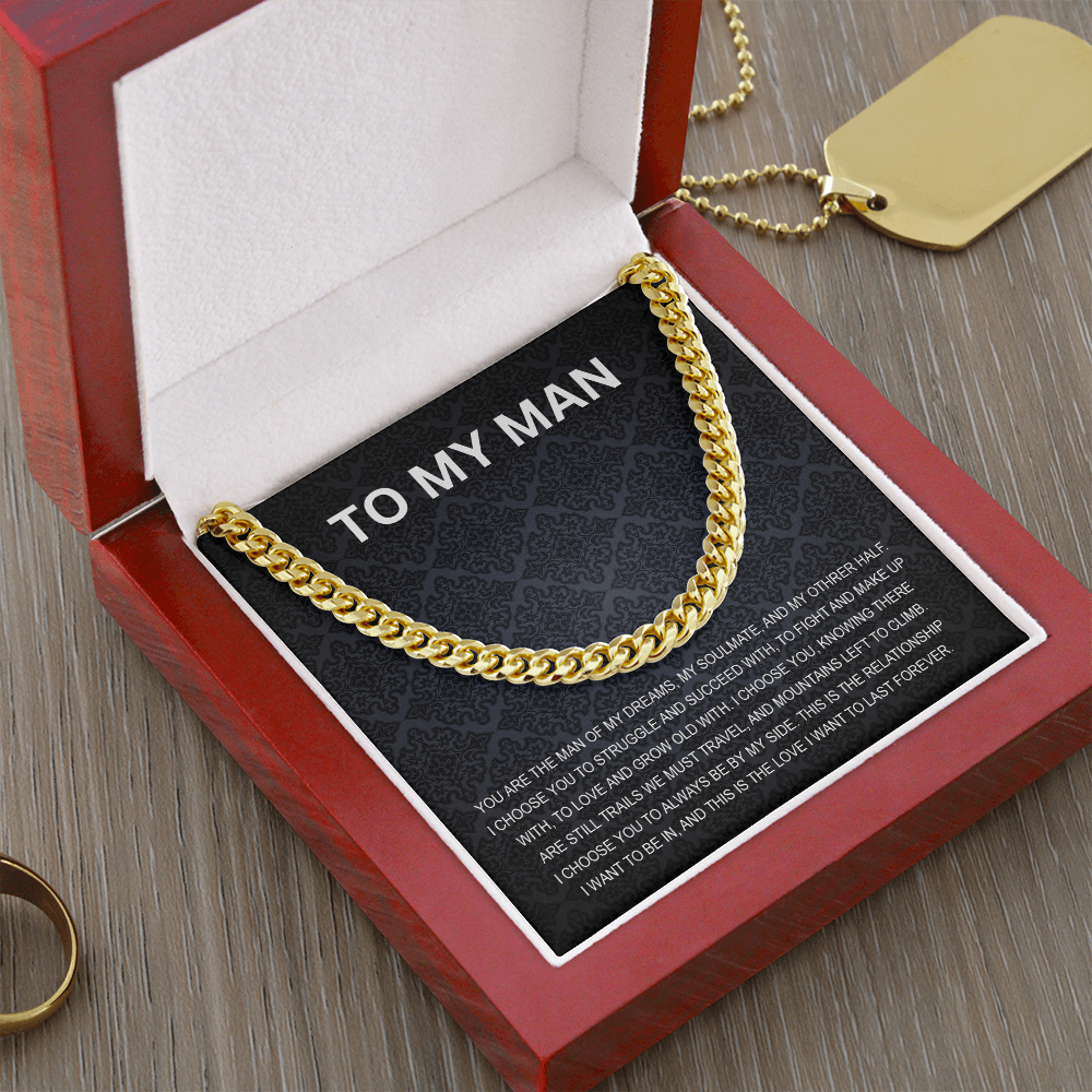 To My Man - My Soulmate - Personalized Cuban Chain Link Necklace - Mallard Moon Gift Shop