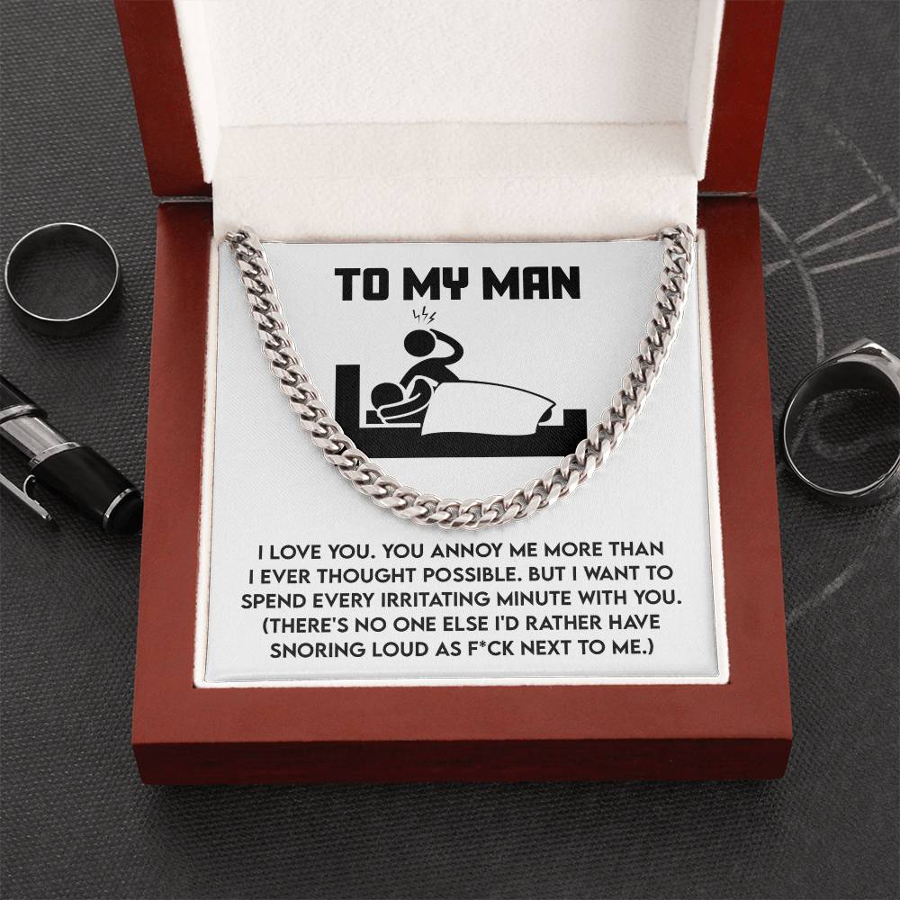 Gift for Husband, Boyfriend, or Soulmate - Cuban Chain Necklace with Funny 'To My Man' Message Card - Mallard Moon Gift Shop