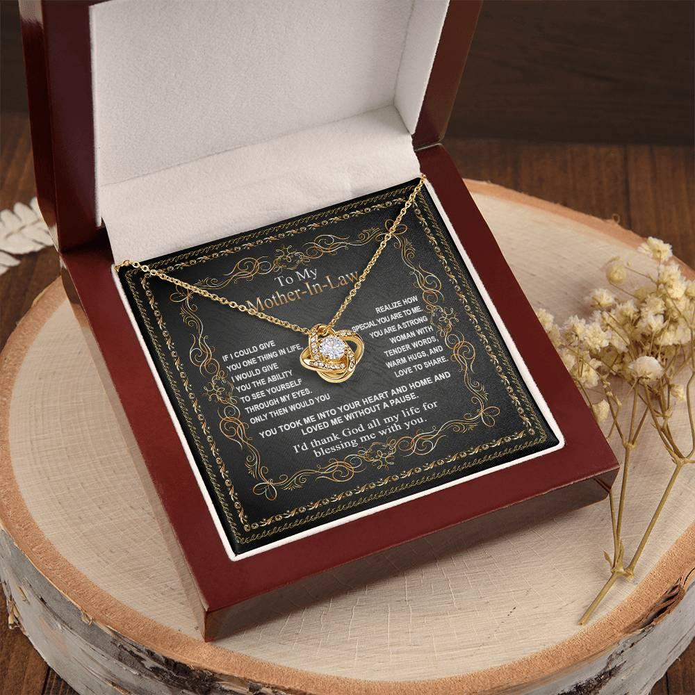 Mother-in-Law Gift You Took Me Into Your Heart and Home Love Knot Pendant Necklace - Mallard Moon Gift Shop