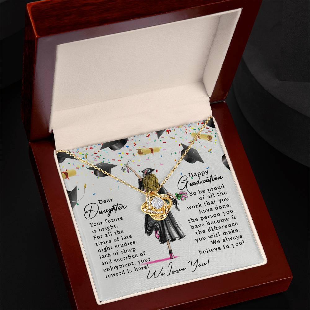 Graduation Gift for Daughter Your Future is Bright Love Knot Pendant Necklace - Mallard Moon Gift Shop