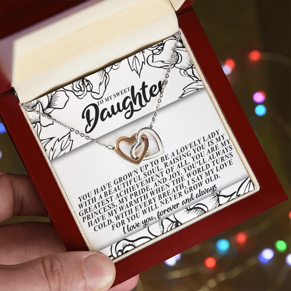 To My Sweet Daughter – You'll Always Have My Warmth When the World Turns Cold – Necklace Gift from Mom or Dad with Message Card - Mallard Moon Gift Shop