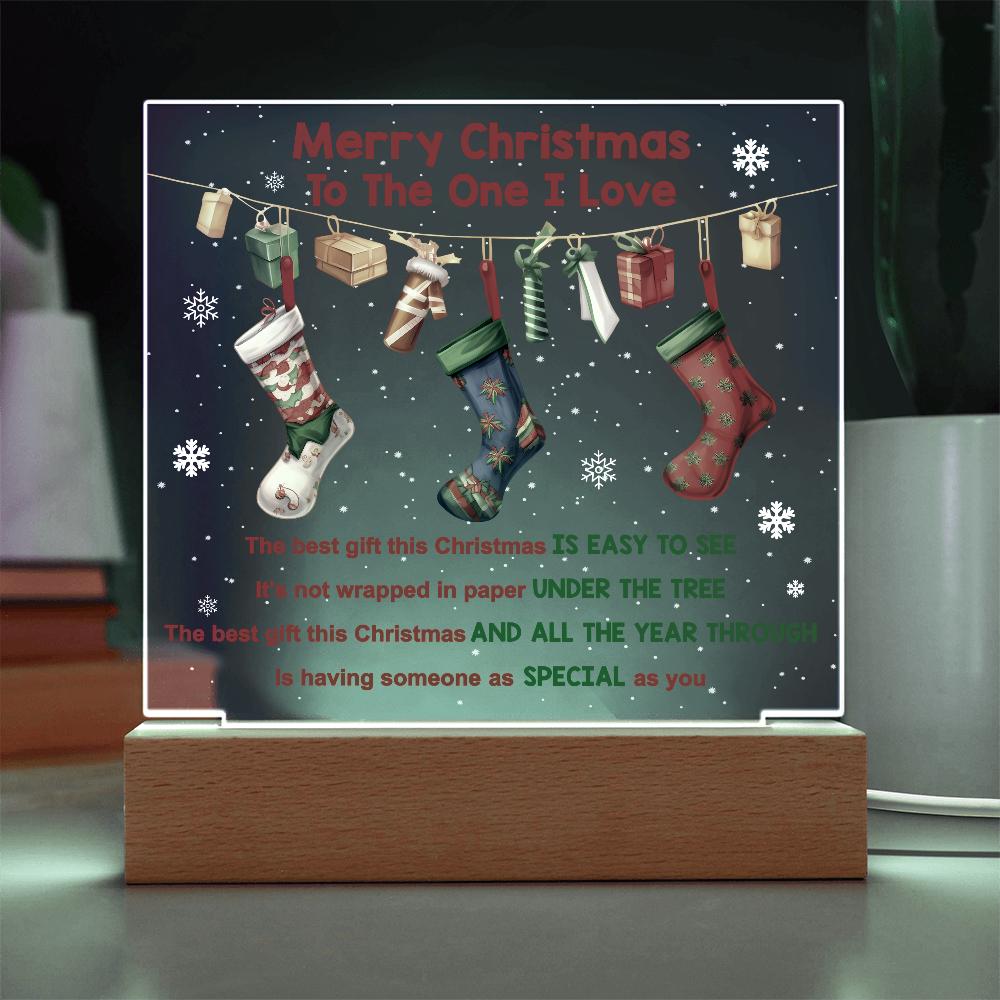 Merry Christmas to the One I Love Acrylic Plaque – Romantic Holiday LED Light Gift | Christmas Stockings Home Décor