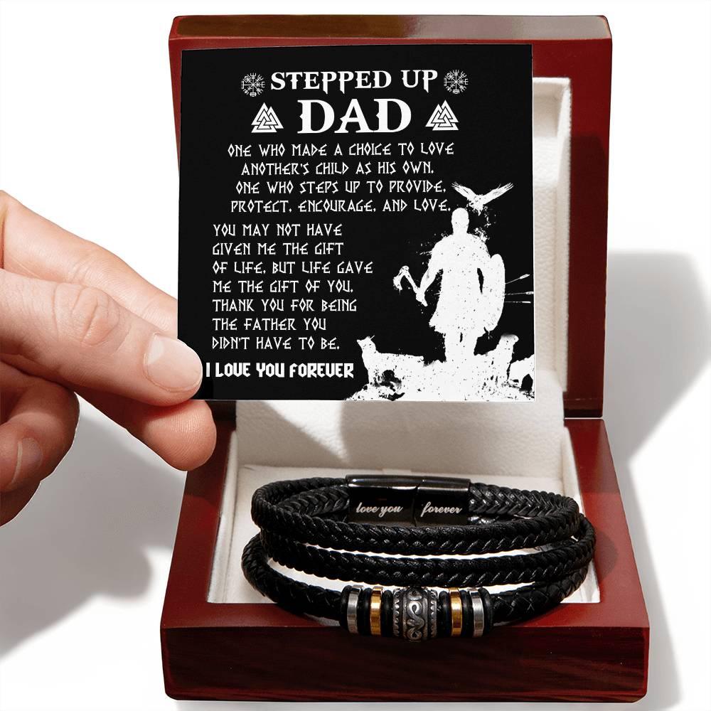Gift For Stepdad The Father You didn't have to be Men's Leather Bracelet - Mallard Moon Gift Shop