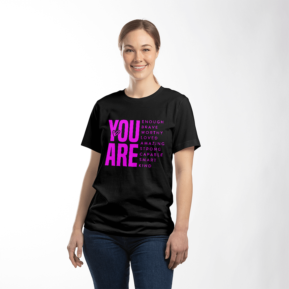 Inspirational Quote T-Shirt for Daughters,Women – You Are Enough, Brave & Loved – Motivational Unisex Tee - Mallard Moon Gift Shop