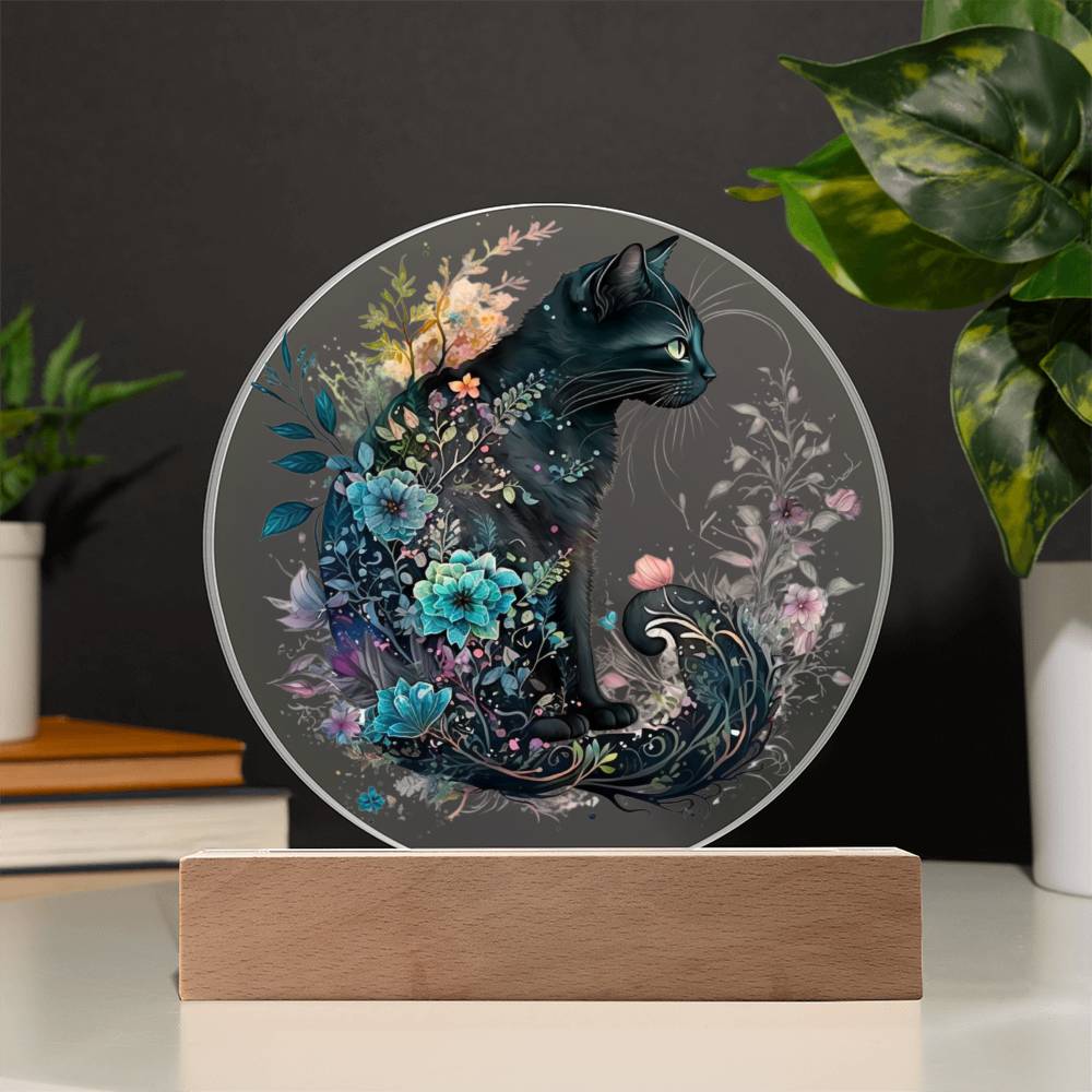 Hallow's Eve Feline: Enchanting Acrylic Plaque - Mallard Moon Gift Shop