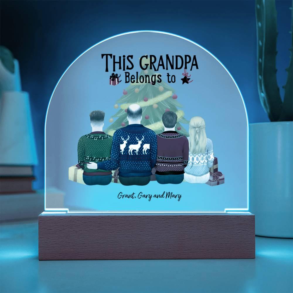 Grandpa Personalized Christmas Gift - This Grandpa Belongs to Grandkids - Dome Acrylic Plaque - Mallard Moon Gift Shop