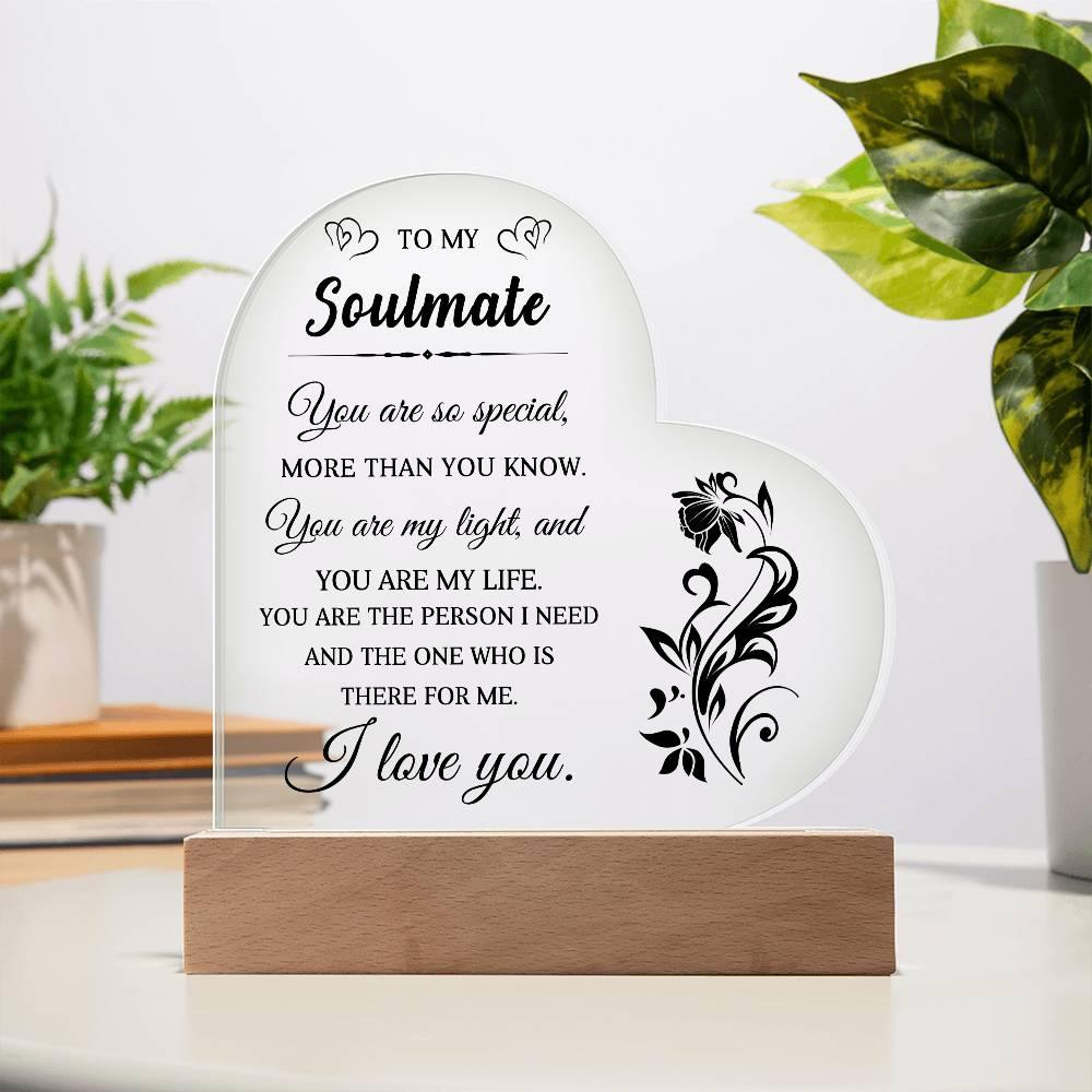 Heartfelt Gift for Soulmate - You are My Light - Heart Shaped Acrylic Plaque - Mallard Moon Gift Shop