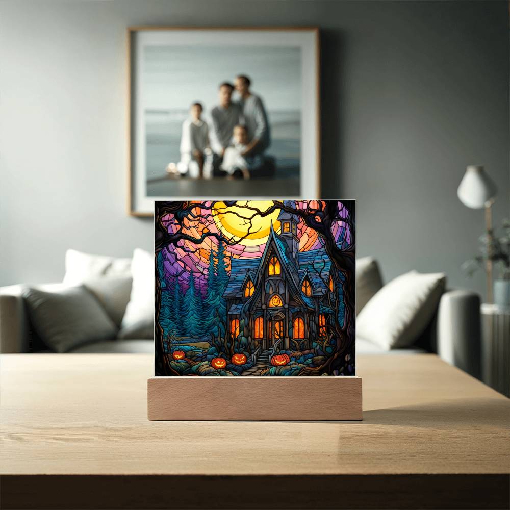 Ghoulish Mansion: Halloween Acrylic Plaque - Mallard Moon Gift Shop