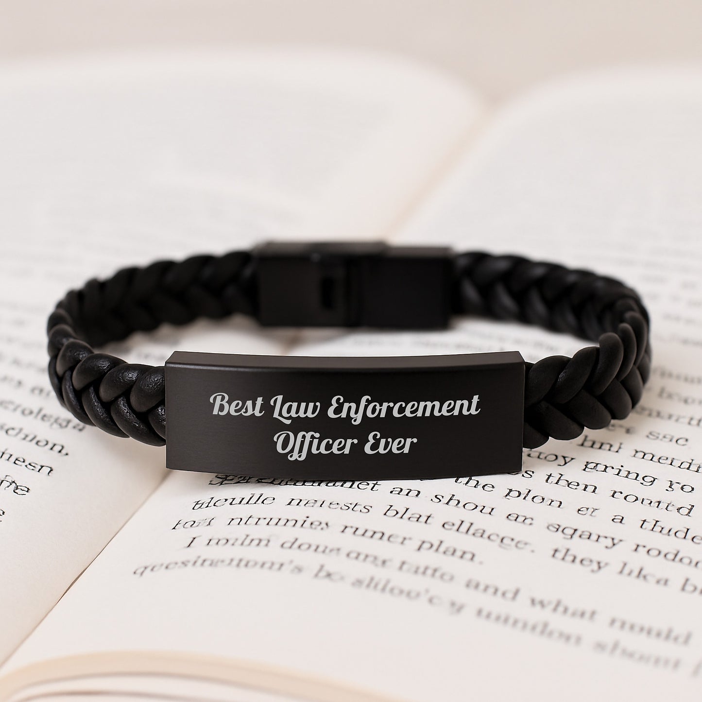 Funny Best Law Enforcement Officer Ever Interlaced Leather Bracelet, Gifts from Family for Law Enforcement Officer, Unique Graduation Gifts for Men - Image 3