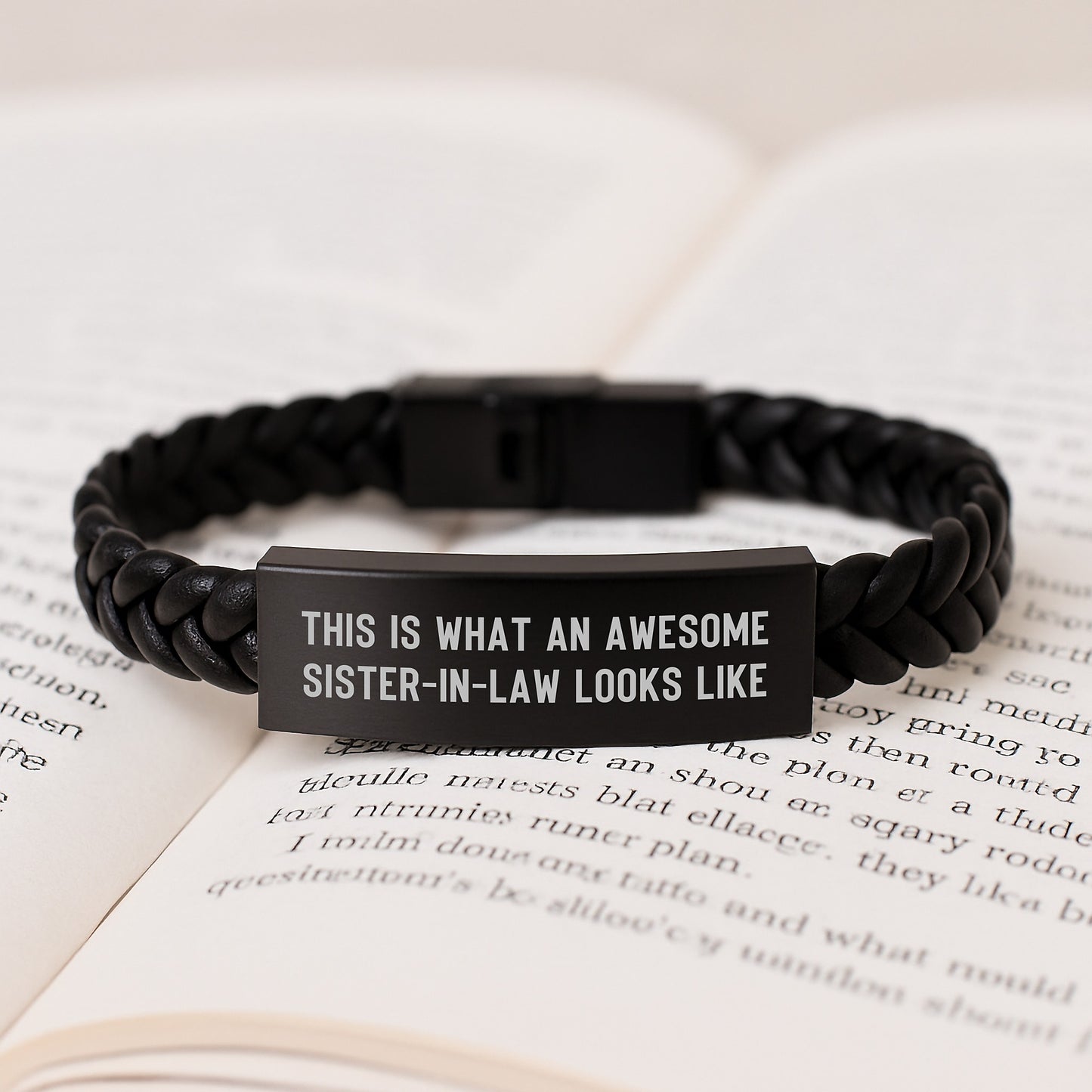 Funny Sister-in-law Gifts - Interlaced Leather Bracelet with Quote 'This Is What An Awesome Sister-in-law Looks Like' for Birthday from Men - Image 3