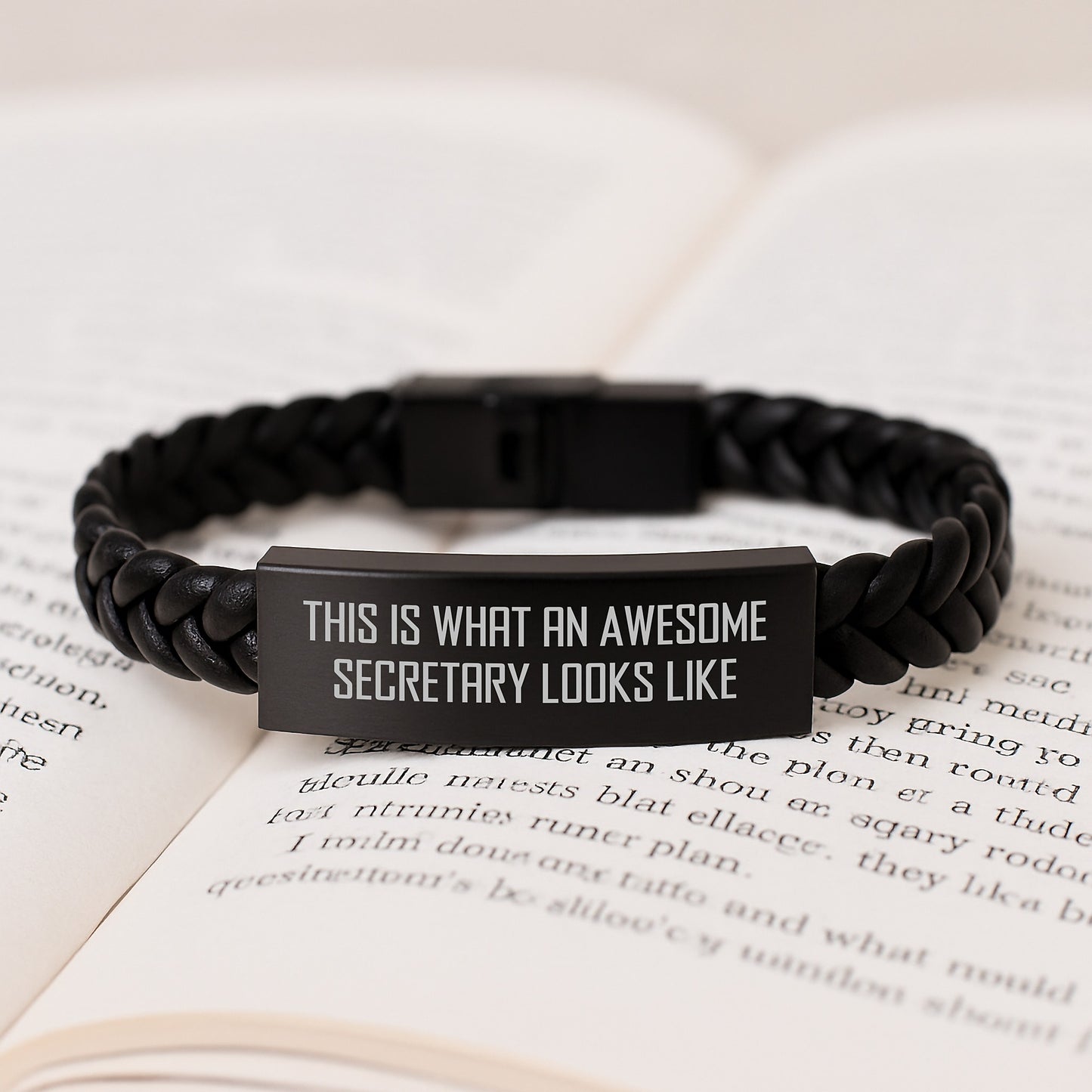 Funny Secretary Gifts from Friends - Interlaced Leather Bracelet for Graduation, 'This Is What An Awesome Secretary Looks Like' Quote, Gifts for Secretary Women - Image 3