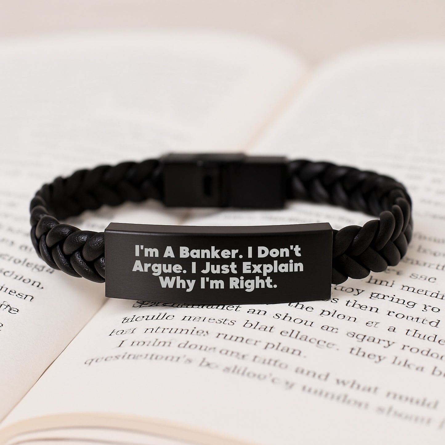 Funny Banker Gifts for Men, Interlaced Leather Bracelet with Stainless Steel, Ideal Gift from Family for Banker, Christmas Unique Gift - Image 3