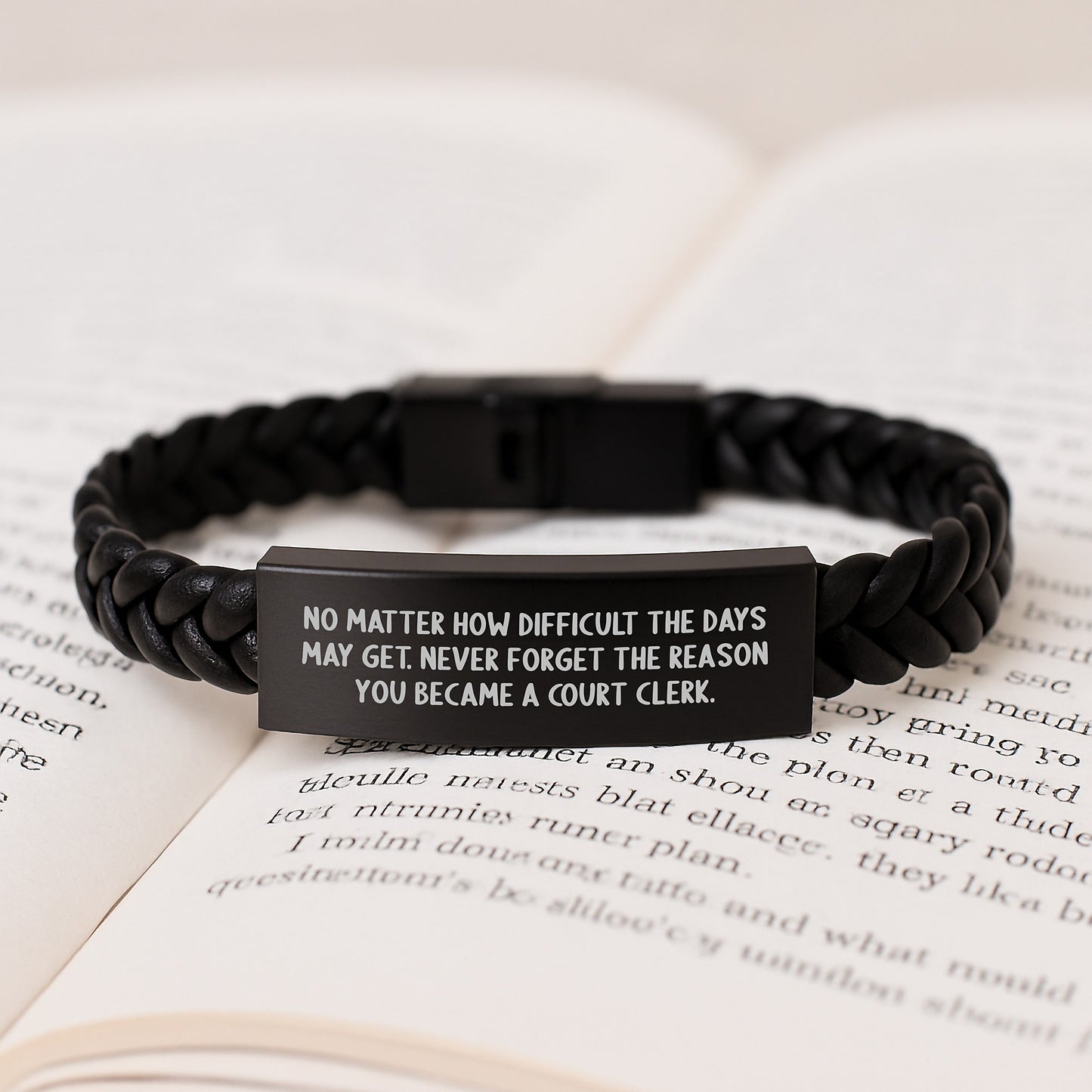Inspiring Court Clerk Christmas Unique Gifts from Family, Unique Interlaced Leather Bracelet with Quote - Never Forget The Reason You Became A Court Clerk. - Image 3