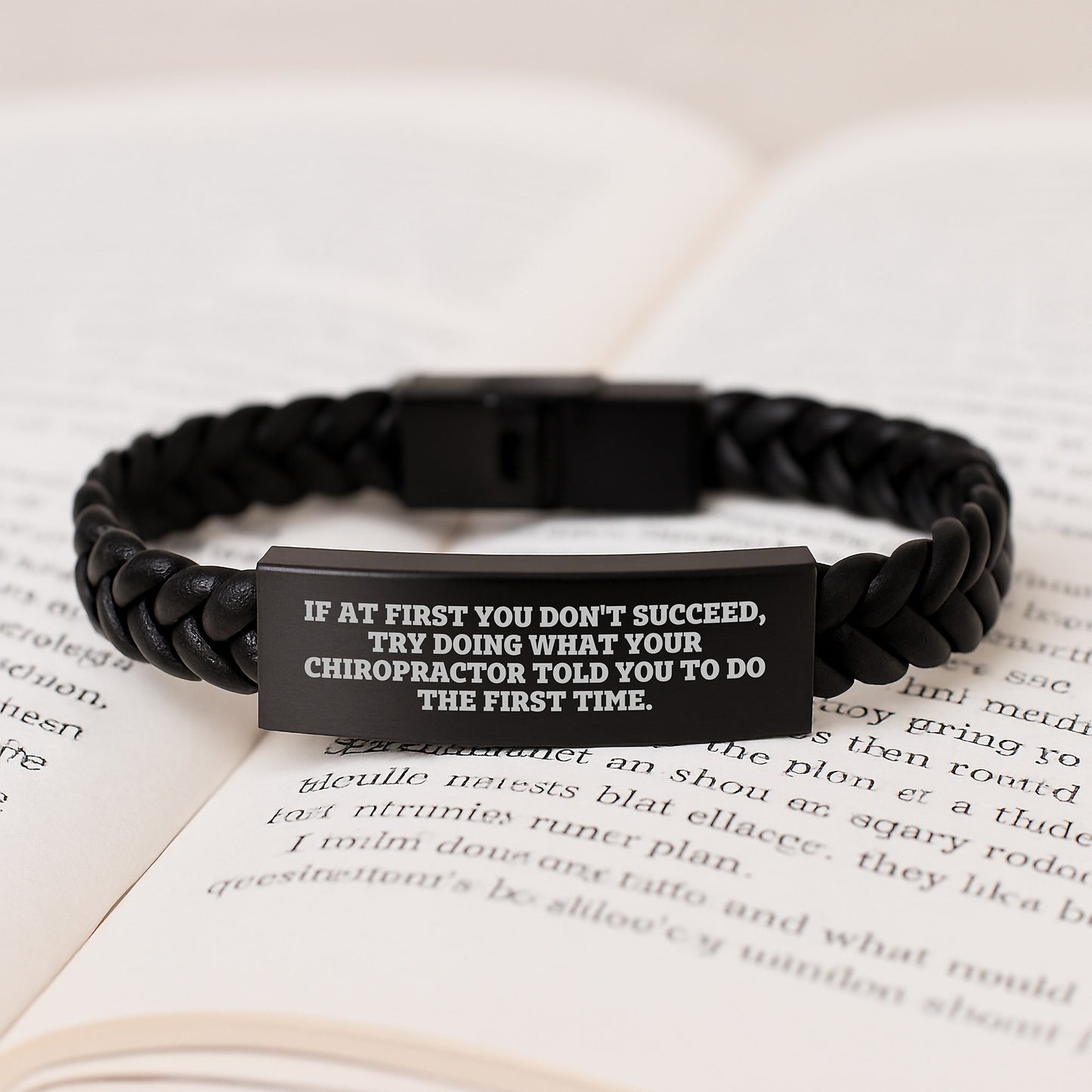 Chiropractor Humor Gifts from Friends for Men, Funny Interlaced Leather Bracelet with Quote, Inspirational Graduation Unique Gifts - Image 3