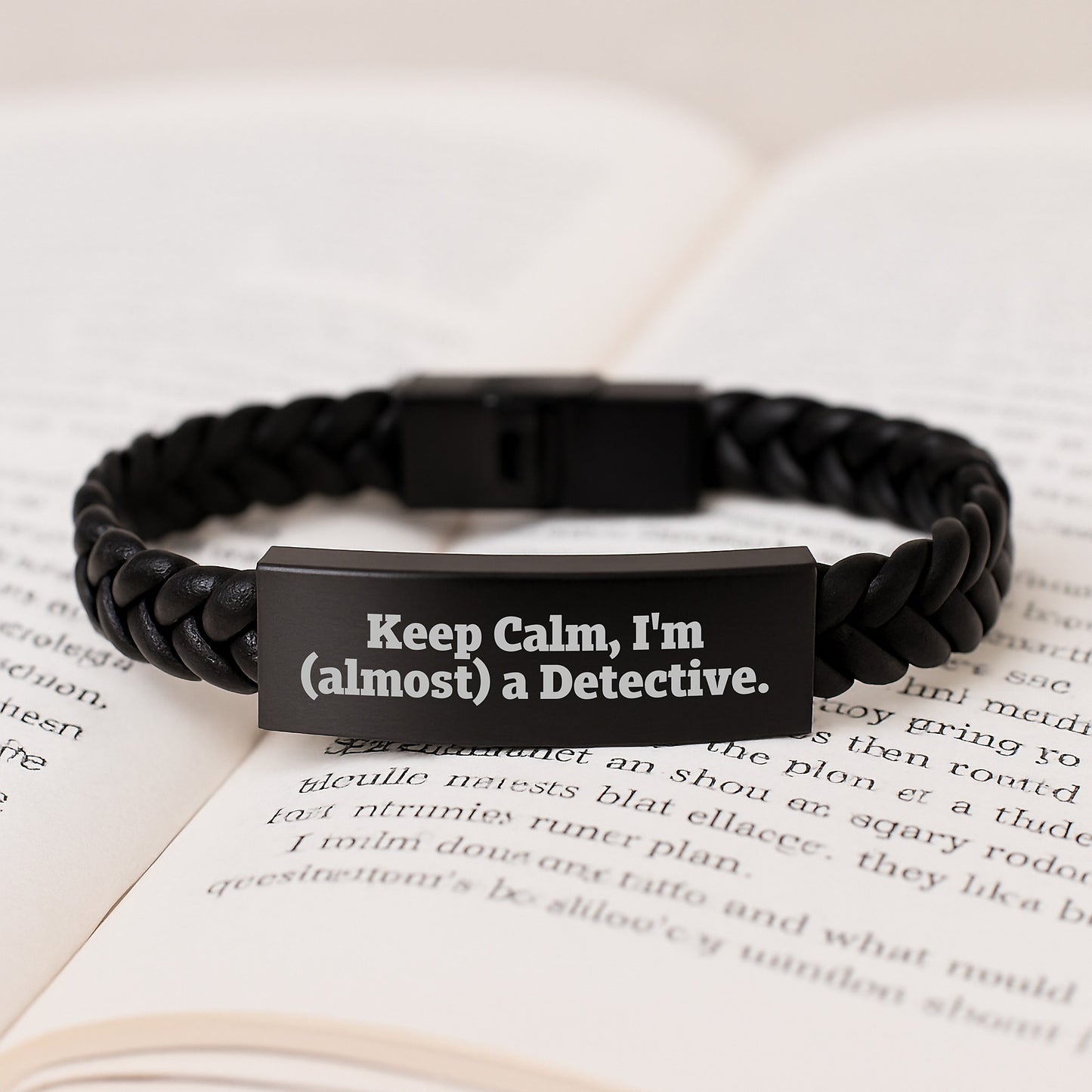 Funny Detective Gift, Interlaced Leather Bracelet, Gifts from Friends for Men, Keep Calm I'm almost A Detective, Christmas Unique - Image 3