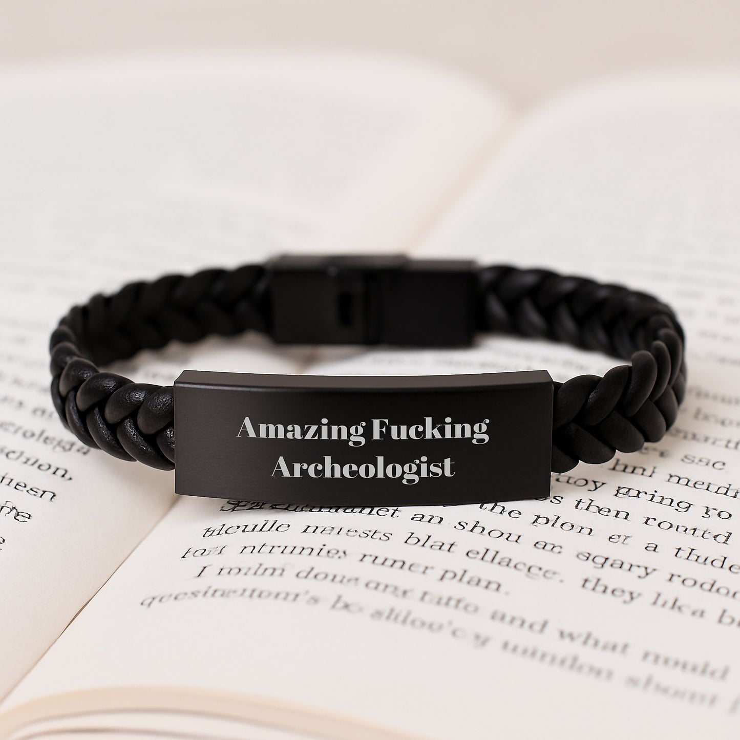 Funny Archeologist Gifts for Men, Women, or Friends - Unique Interlaced Leather Bracelet with Amazing F--king Archeologist Quote, Christmas Unique Gifts from Family - Image 3
