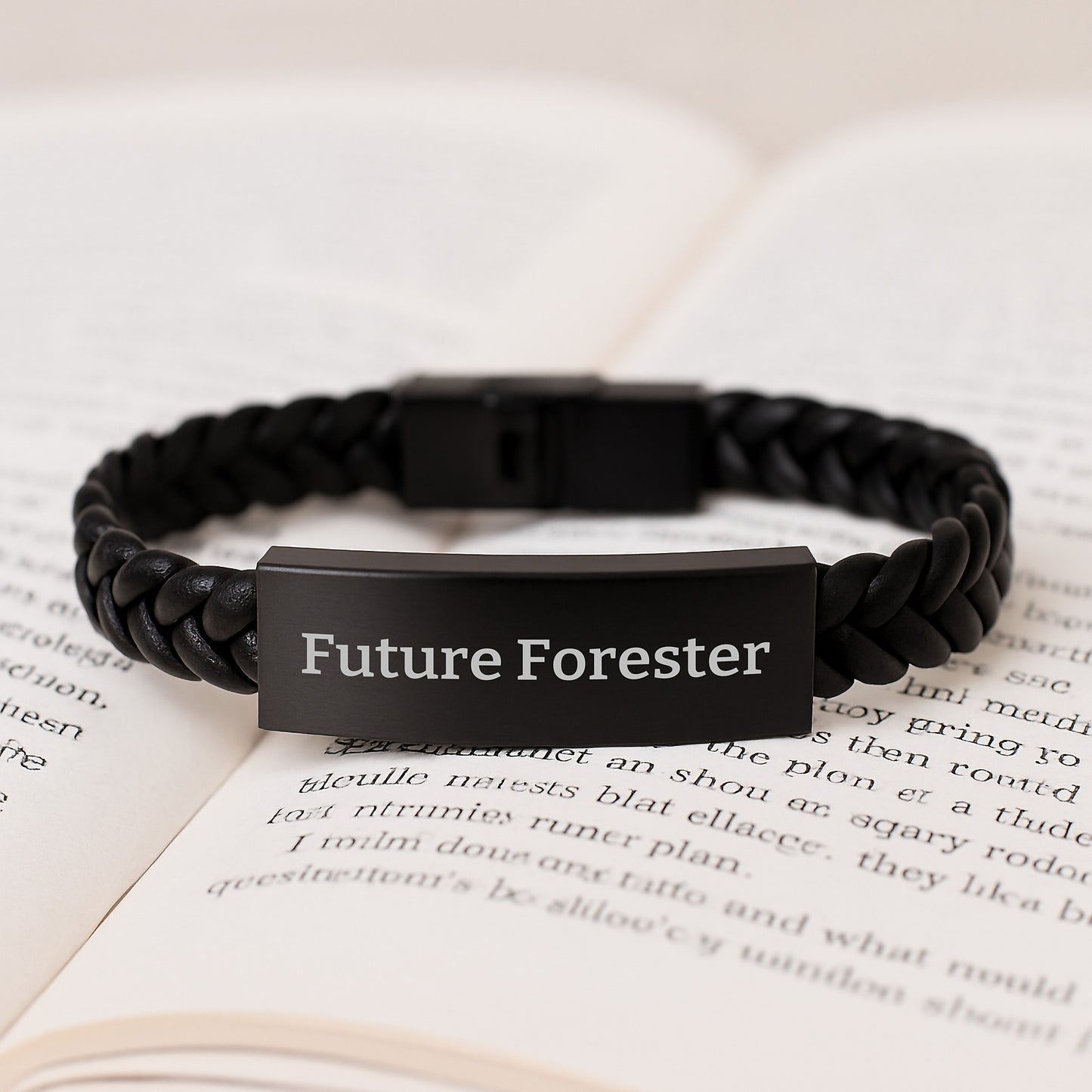 Gifts from Family for Future Forester Funny Interlaced Leather Bracelet, Christmas Unique Forester Wristband, Stainless Steel Engraved Leather Bracelet for Men, Forester Enthusiast Present - Image 3