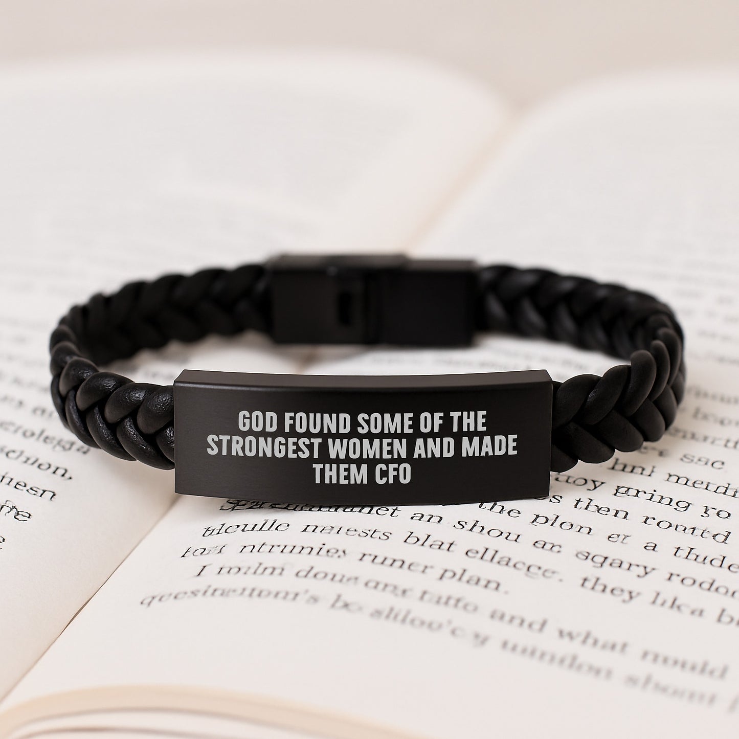 A Funny Quote 'God Found Some Of The Strongest Women And Made Them Cfo' Interlaced Leather Bracelet, Gift for CFO, Christmas Unique Gifts from Family to Friends - Image 3