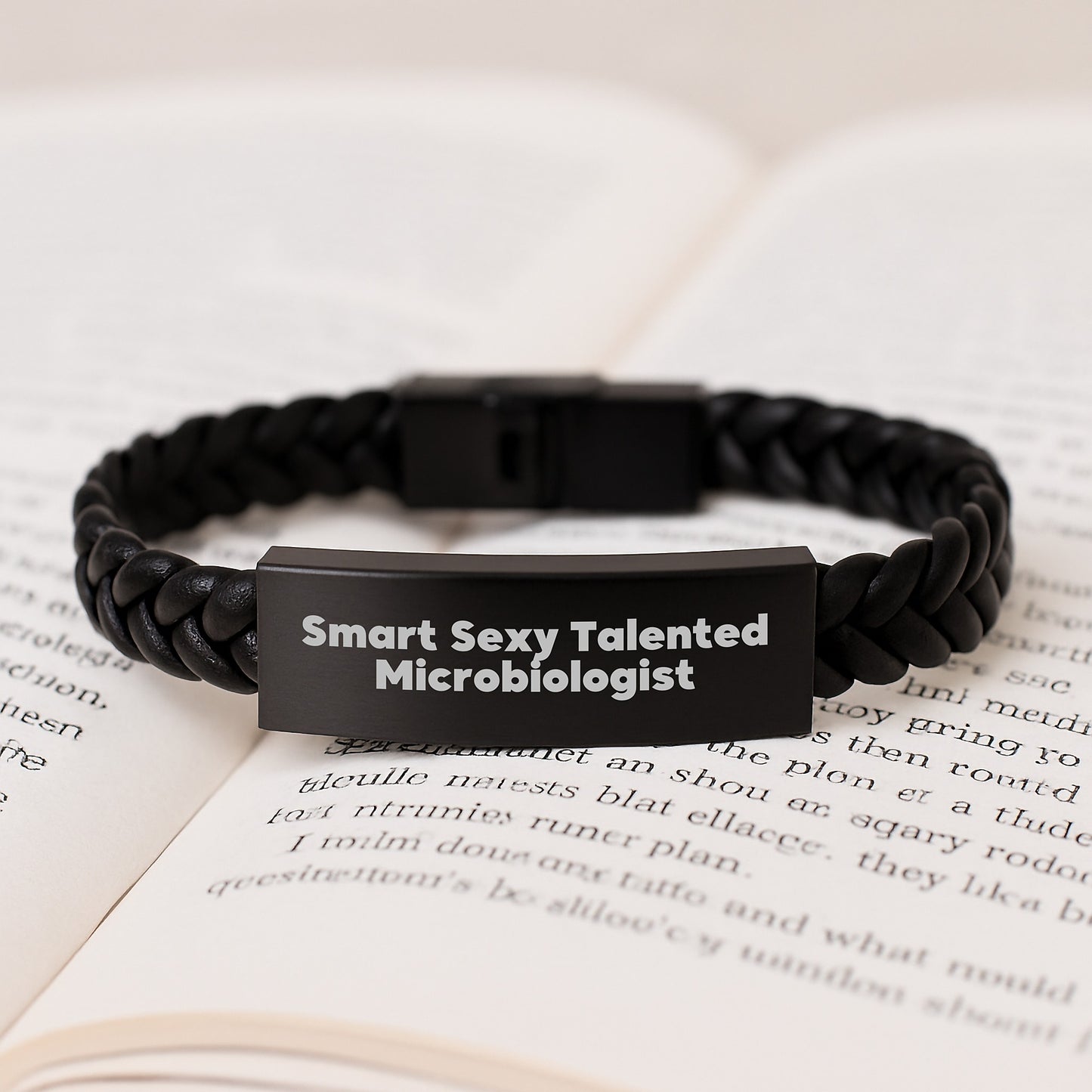 Funny Microbiologist Gifts for Women Interlaced Leather Bracelet Stainless Steel PU Leather Engraved Christmas Unique Presents from Friends - Image 3