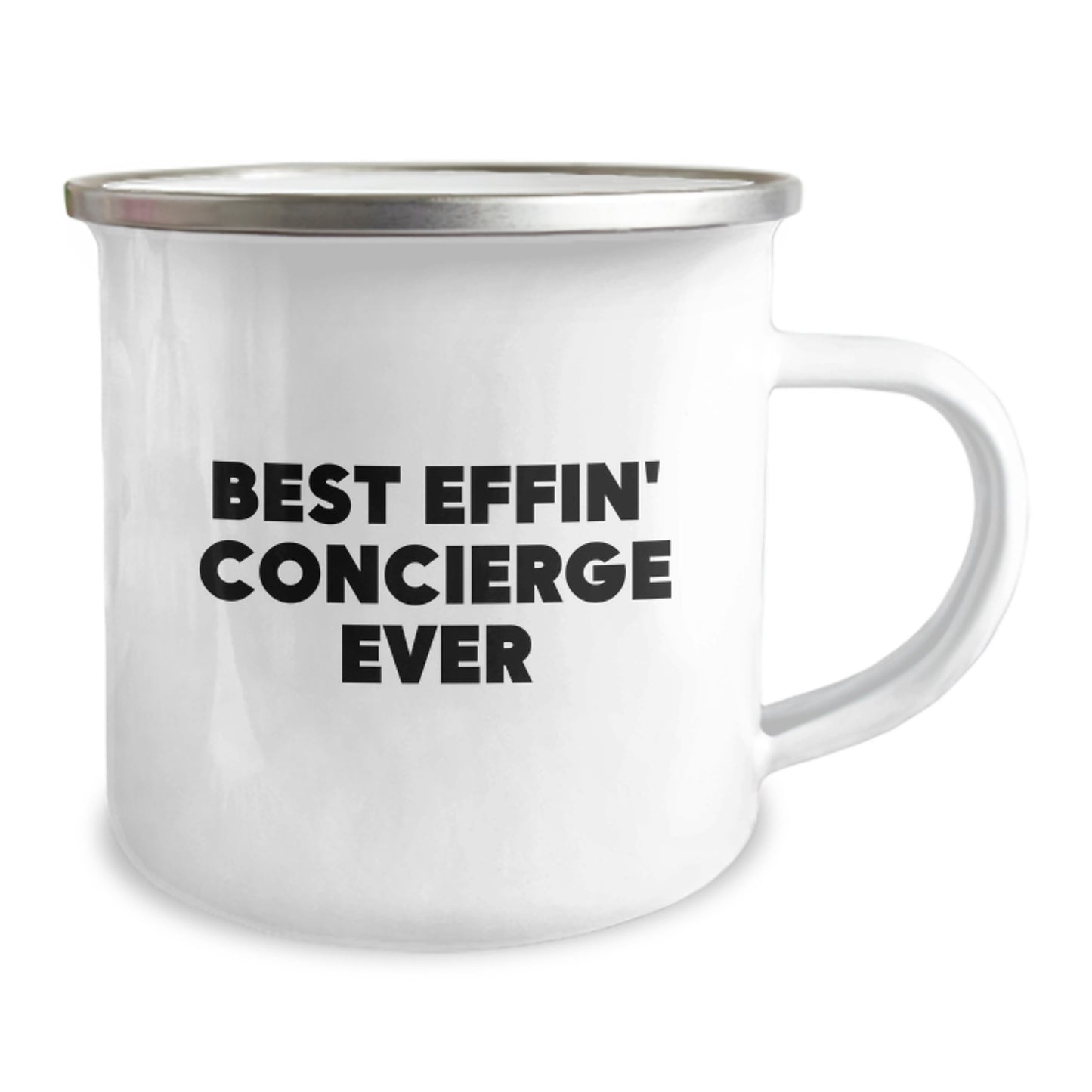 Funny Concierge Gift Ideas for Men, Christmas Unique Gifts, Camping Mug for Concierge, 'Best Effin' Concierge Ever' Quote - Image 2