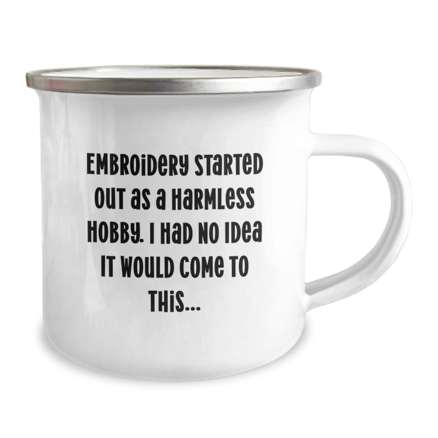 Embroidery Camping Mug Gifts from Friends and Family to Embroidery Lovers with Quirky Funny Quote for Christmas Unique Gifts - Image 2