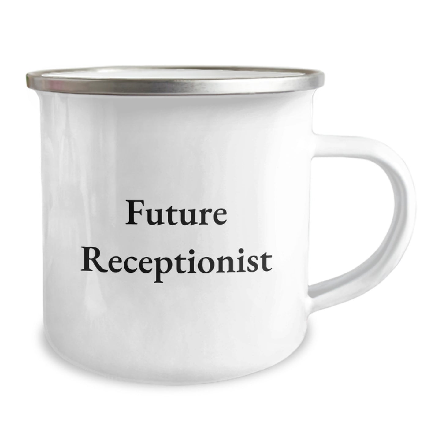 Funny Future Receptionist Gifts from Family for Christmas Unique Receptionist Camping Mug, Funny Quote for Receptionist, Best Camping Mug for Receptionist - Image 2