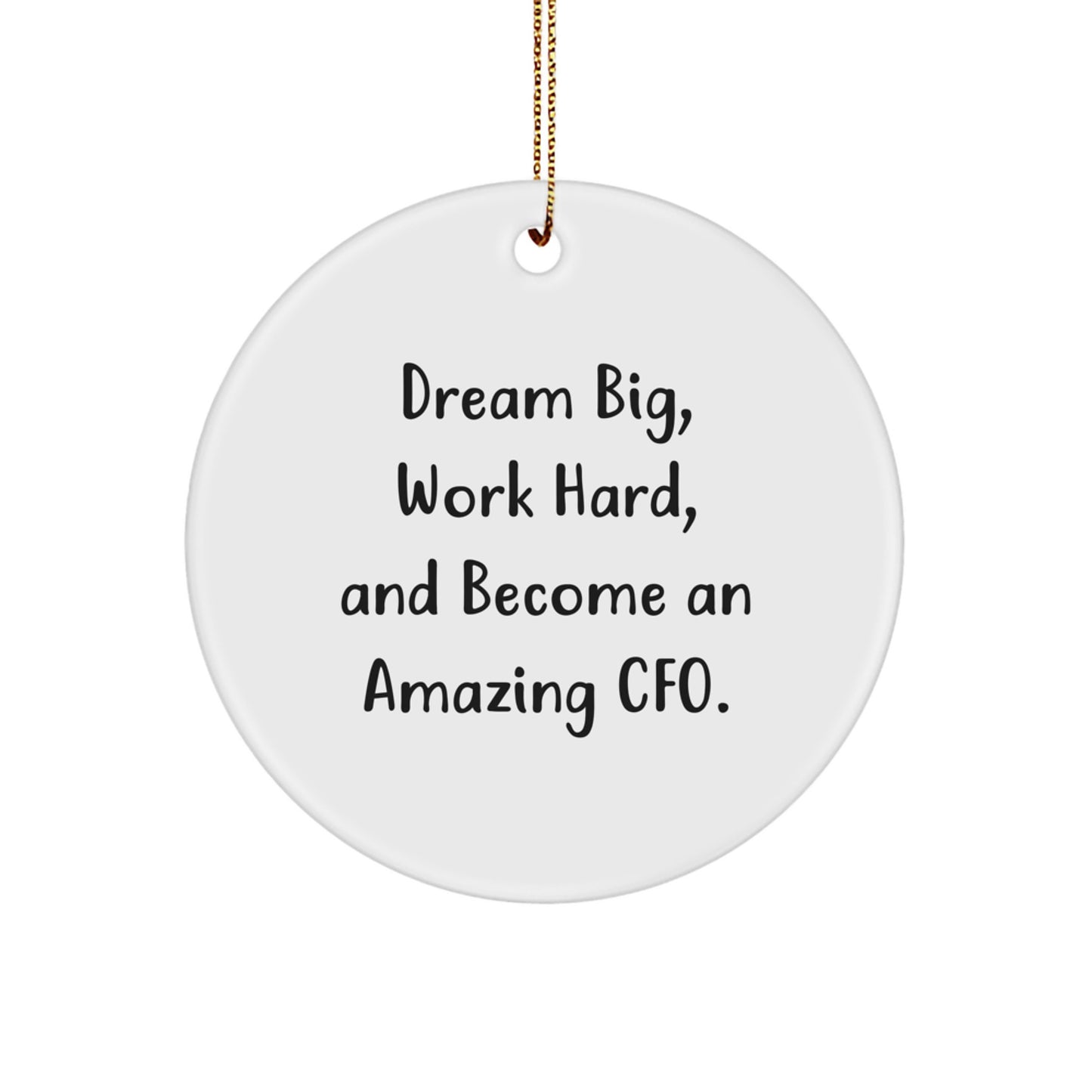CFO Gifts from Men for Christmas Unique Circle Ornament 'Dream Big, Work Hard, And Become An Amazing Cfo.' Inspirational Christmas - Image 1