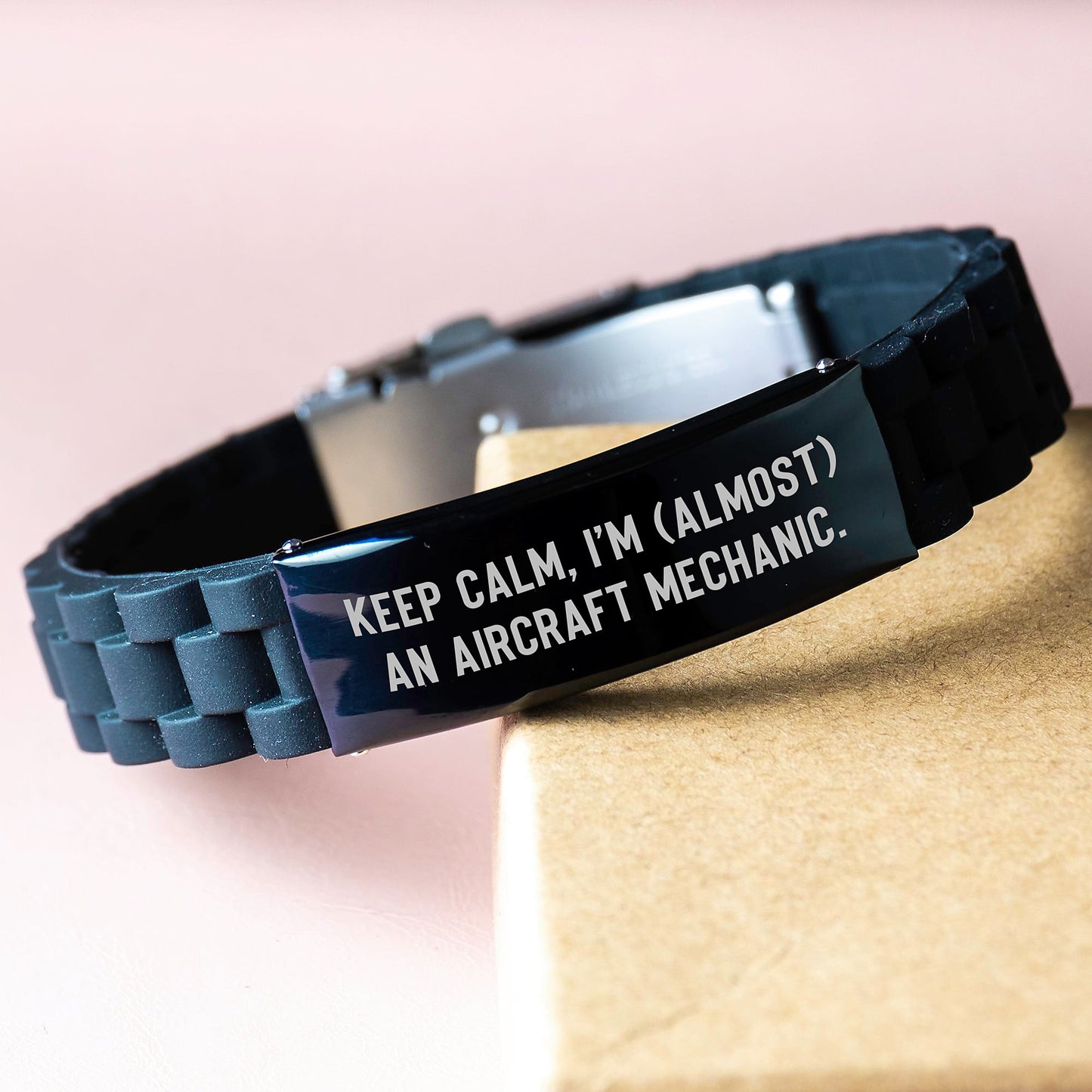 Aircraft Mechanic Gifts for Men - Glide lock Clasp Bracelet, Funny Quote 'Keep Calm, I'm (almost) An Aircraft Mechanic' - Christmas Unique Gifts from Friends or Family - Image 3