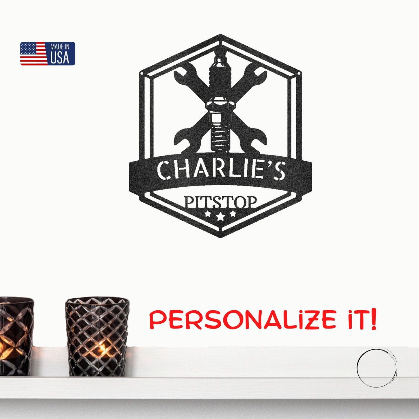 Grease Time Personalized Name Indoor Outdoor Metal Wall Art - Mallard Moon Gift Shop