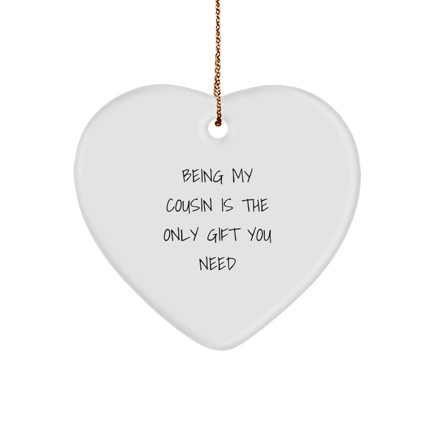 Cute Cousin Gifts, Heart Shaped Ornament for Christmas Unique Gifts from Family to Cousin - Image 1