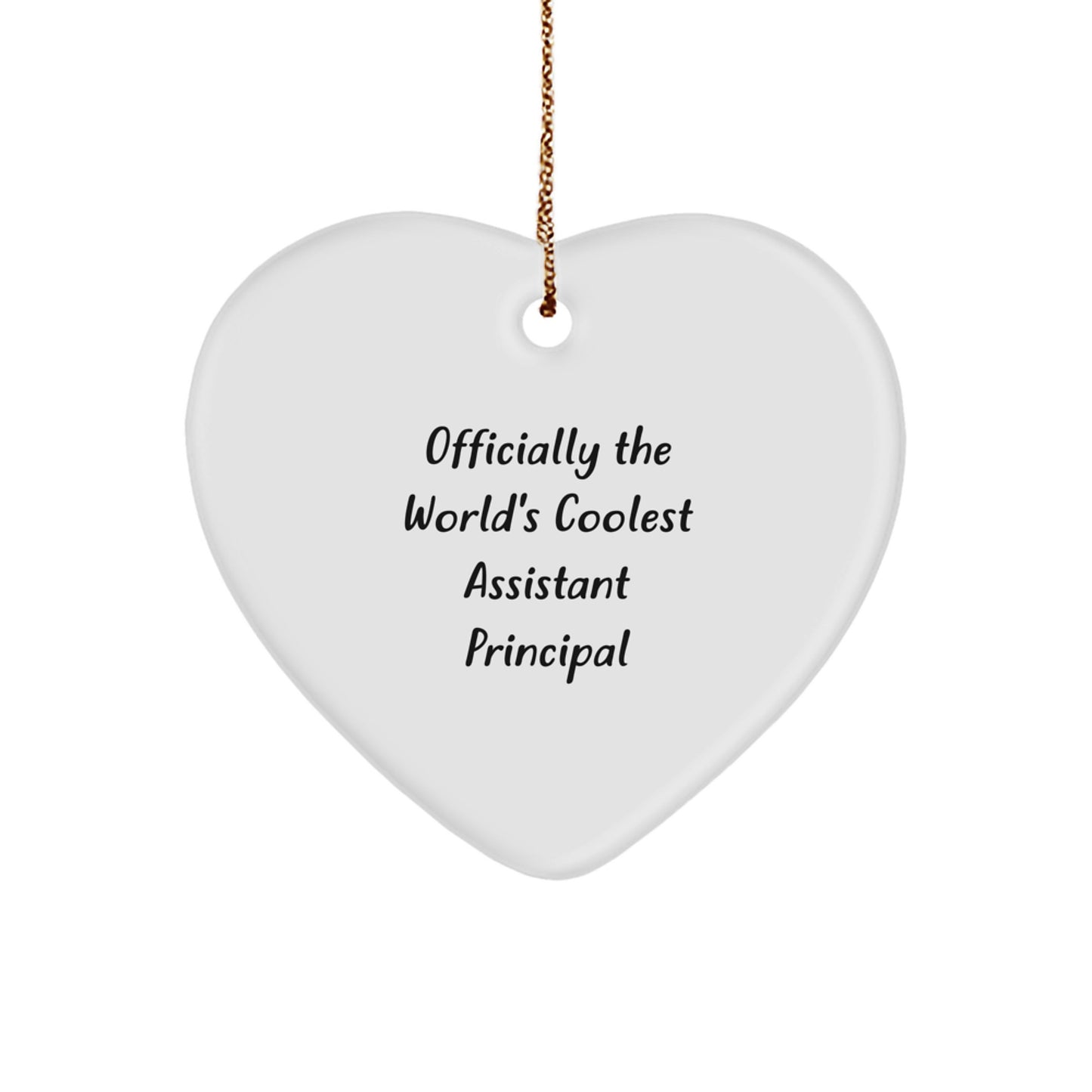 Funny Assistant Principal Gifts, Heart Ornament for Christmas Unique Presents from Men to Assistant Principals, 'Officially The World's Coolest Assistant Principal' Quote - Image 1