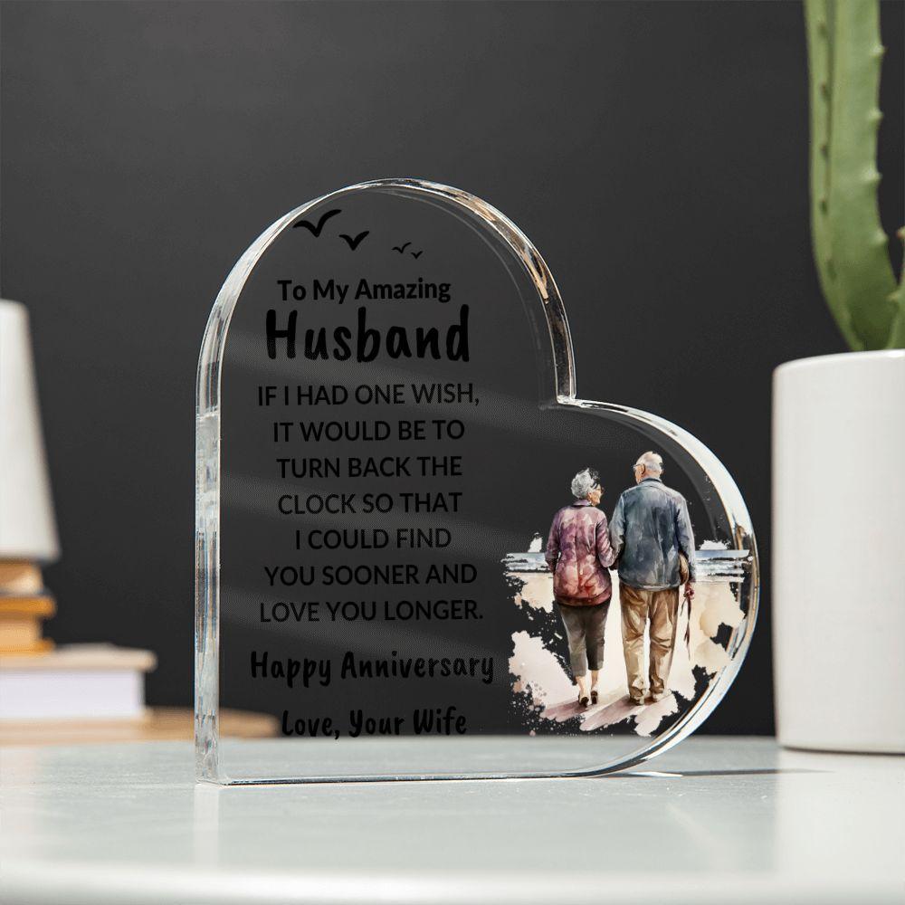 Husband Anniversary Gift Wish I Can Turn Back Time Acrylic Plaque - Mallard Moon Gift Shop
