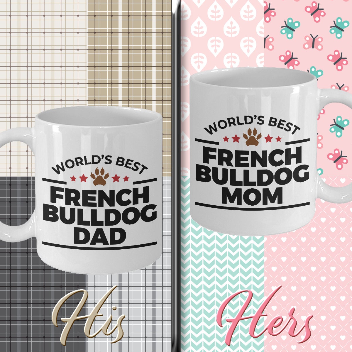 French Bulldog Mom and Dad - Couples Coffee Mugs - Set of 2 - Mallard Moon Gift Shop