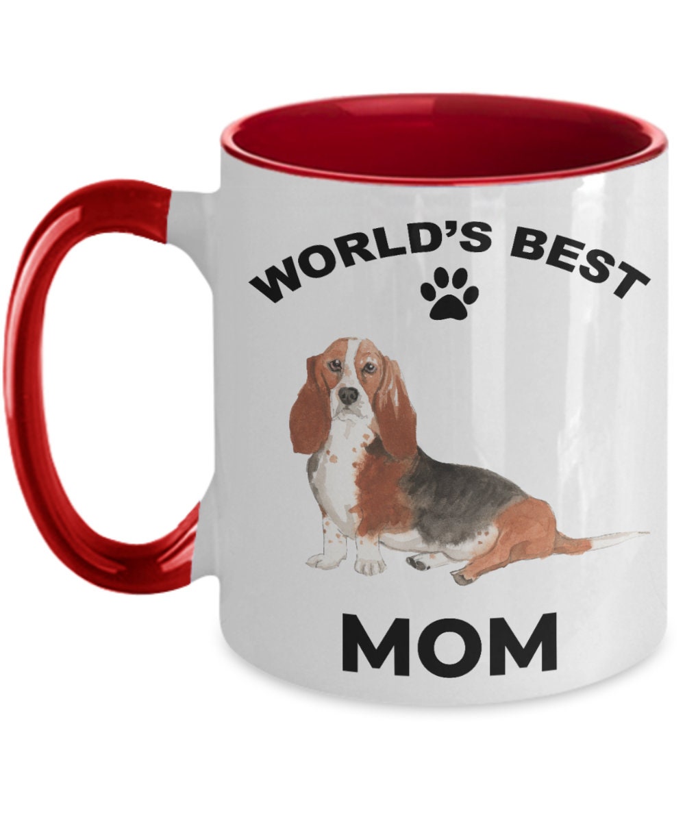 Basset Hound Best Mom coffee mug watercolor print - Mallard Moon Gift Shop